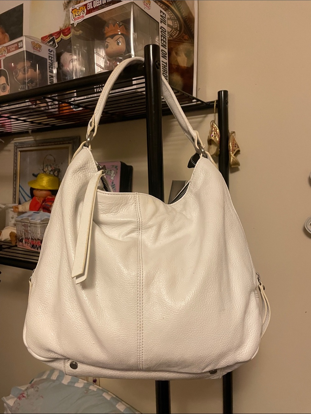 Perlina New York White Leather Hobo Bag - Classic Shoulder Handbag